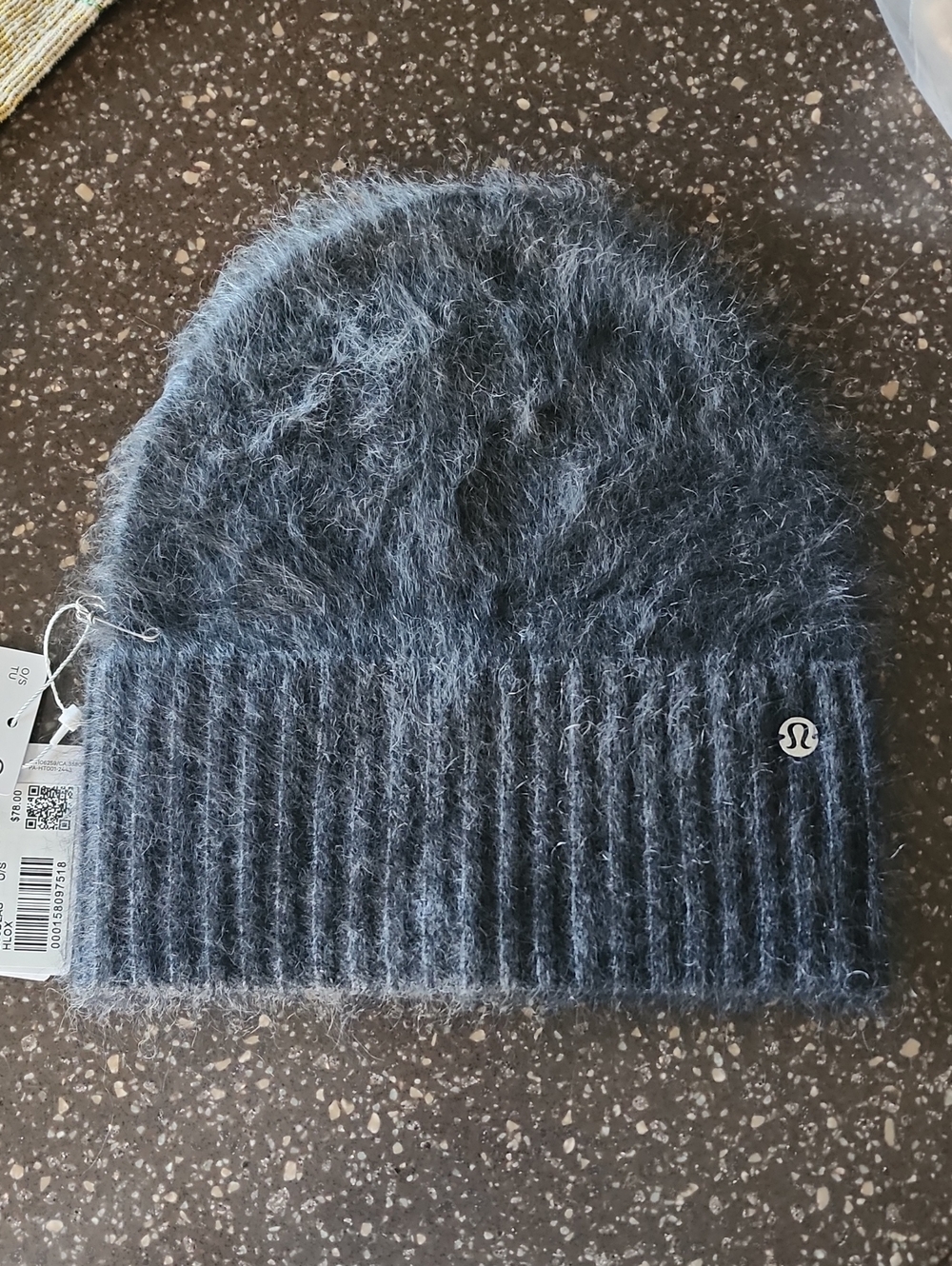 lululemon, Cashmere Fuzzy Ribbed Beanie - Charcoal Gray/Black NWT's